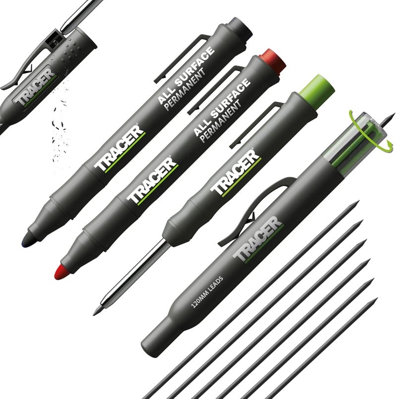Tracer Marking Kit - Deep Hole Pencil, ALH1 Lead set and 2 Clog Free Markers with Holsters. Construction pencil & Marker set - Image 1